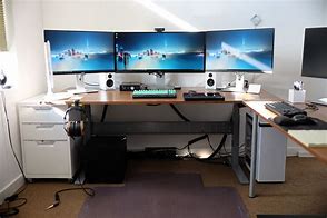 Image result for Large Monitor Computer Desk