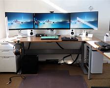 Image result for Triple Monitor Computer Desk