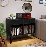 Image result for Grey Record Player Stand and Vinyl Storage