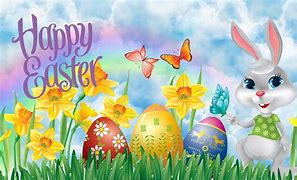 Image result for Cartoon Easter Bunny and Eggs