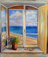 Image result for Three Sisters Looking Out of a Window Oil Painting