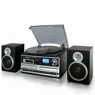 Image result for Record Player with CD and Cassette External Speakers