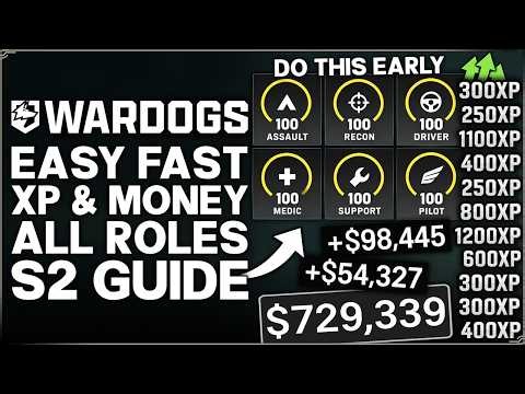 Wardogs - Best Season 2 Start Guide - Fast EASY XP Levels & Money ALL Role Classes - Unlock Guide!