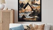 Designart "Black And Gold Geometric Horizons" City Geometric Framed Wall Art For Living Room - Bed Bath & Beyond - 38156333