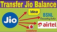 How to transfer Jio Balance to any sim card/ Transfer jio balance, Data and Minute