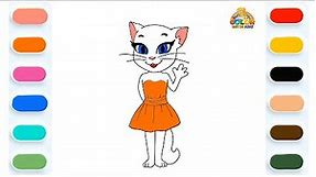 Learn to Draw My Talking Angela - Drawing and Coloring Tutorial for Kids