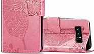Galaxy Note 8 Case Full Stylish Advanced Embossing Wallet Case Credit Cards Slot with Stand for PU Leather Shockproof Flip Magnetic Case for Samsung Galaxy Note 8 Butterfly Pink SD
