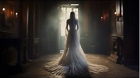 The Haunted Bride Ghost in a Wedding Dress Wanders Through the Mansion