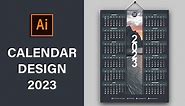 2023 Calendar | how to design a simple and beautiful wall calendar | illustrator tutorial