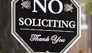 No Soliciting Sign For House - 28" Aluminum Heavy Duty Weather Resistant With Stake, Contains Self-Adhesive No Soliciting Signs For Home (Black)