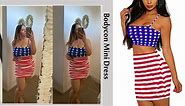 Women's 4th of July American Flag Dress 2 Piece Skirt