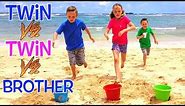 Twin VS Twin VS Brother BEACH GAMES CHALLENGE in Hawaii! | Kids Fun TV
