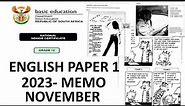 2023 MEMO ENGLISH PAPER 1 FINAL EXAMS NOVEMBER: GRADE 12 ENGLISH HL [THUNDEREDUC] BY MAM MAHLANG