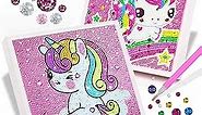 TINY FUN 2PC 5D Diamond Painting Kits for Kids with Frame Unicorn Diamond Arts for Girls Easy Gem Painting Kit for Kids Ages 6-8- 10-12 (7.5x7.5in)