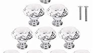 10 Pcs Crystal Glass Cabinet Knobs 30mm Diamond Shape Drawer Kitchen Cabinets Dresser Cupboard Wardrobe Pulls Handles (Clear)