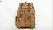 KAUKKO Vintage Canvas Backpack-Large Capacity, Multi-Functional Durable Outdoor Rucksack 04-BLACK, 21.4L