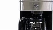 Kenmore Elite Grind and Brew Coffee Maker w/ Burr Grinder, 12 Cup Programmable Automatic Timer Brew Coffee Machine, Air-Tight Bean Hopper, Grind Size and Brew Strength Selectors, Stainless Steel