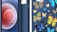 for iPhone 14 Plus Case Heavy Duty Protective Blue Butterflies Designer Drop Tested Cute Cases for Men Women Girls Teens Shockproof Protection Rugged Phone Cover for Apple 14 Plus