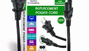 New 10ft Non-Polarized Replacement Power Cord, Works With Game Consoles, Cable Boxes, Printers