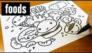 How to draw cute & kawaii doodle ! Foods doodle