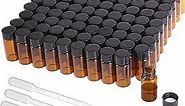 5ml Sample Vials, Pack of 100 Amber Glass Sample Bottles with Screw Cap, Funnel, Dropper, Lab Sample Vials for Laboratory, Taking Water Samples, Seeds, Essential Oil