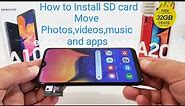 Samsung Galaxy A10e,A20,A30,A40,A50,How to install SD Card. And Move Photos,videos, music, and apps.