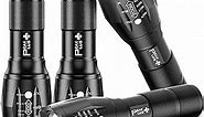PeakPlus LED Flashlights High Lumens, Tactical Flash Lights [4 Pack] - Super Bright Waterproof Zoomable 5 Modes - Powerful Handheld Flashlights for Emergencies, Camping, Outdoor, Dog Walking