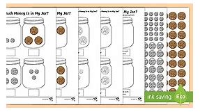 How Much Money Is In My Jar? Counting in 2s, 5s and 10s Worksheet