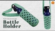 Crochet Water Bottle Holder pattern - Easy & Beginner friendly | Crochet Granny Stripes Bottle Cover
