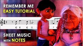 Coco - Remember Me | Sheet Music with Easy Notes for Recorder, Violin Beginners Tutorial