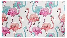Ambesonne Watercolor Peel & Stick Wallpaper for Home, Flamingos in Many Colors Hand Drawn Bird Exotic Animals Illustration, Self-Adhesive Living Room Kitchen Accent, 13" x 36", Pale Blue Salmon Pink