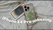 iPhone 14 Pro Gold 🍏 aesthetic unboxing + gold vs silver comparison + DIY cute case | myn_life_