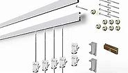 STAS Cliprail Picture Hanging System Set - Covers 19.69 ft of Wall Space - Basic Picture Rail & Art Hanging Gallery Kit (Matte Silver Rails, Includes 12 Hooks & 8 Cords)