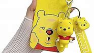 iFiLOVE for iPhone 15 Plus Winnie The Pooh Case with Charm Pendant Strap, Girls Boys Women Kids Cute Cartoon Character Wristband Bracelet Slim Soft Protective Case Cover Yellow