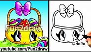 Easy Things to Draw - How to Draw Kawaii Stuff - Easter Eggs in Basket - Art Lessons - Fun2draw