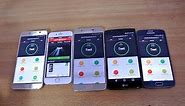 Samsung Galaxy Note 5 vs iPhone 6 vs Galaxy S6 vs LG G4 vs Galaxy A8 - AnTuTu Benchmark Test