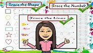 Shape-Line-Number Tracing Worksheets for Kids