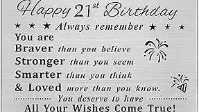 Happy 21st Birthday Card, 21 Year Old Birthday Gifts for Men Women Him, Permanent Engraved Steel Wallet Card