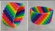 Rainbow striped peyote kandi cuff tutorial