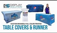 Custom Printed Trade Show Table Covers, Tablecloths, Runners & Throws with your logo.