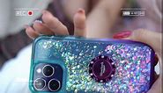 Silverback for iPhone XR Case, Moving Liquid Holographic Sparkle Glitter Case with Kickstand, Bling Diamond Rhinestone Bumper Ring Stand Slim Protective iPhone XR Case for Girls Women, Clear Pink
