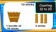 Maths - How to Count 10 to 20 with Sticks for Children - English