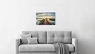 Lake Scene Canvas Wall Art: Nature Landscape Picture Pier Dock Scenery Painting Print Decor for Home Living Room Bedroom Office