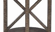 Benjara Rustic Plank Style Round Wooden End Table with Star Support, Brown