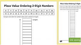 Place Value Ordering 2 Digit Numbers Worksheet