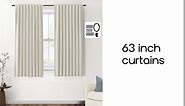 SHINELAND 63 Inch Length Blackout Curtains for Bedroom,2 Panels Set Back Tab 100% Black Out Thermal Room Darkening Curtains for Living Room 63 Inches Long,Cream