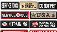 12 PCS Service Dog Patches with Removable Tactical Hook Loop Harness Velcro Dog Patch Embroidered in Training Patch Do Not Pet Patch Working Dog Patch for Vest Harnesses Collars Leashes