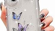 Changjia for Samsung Galaxy Z Fold 5 Glitter Butterfly Case, Cute Bling Sparkly Shiny Women Girls Case Soft TPU + Hard PC Slim Clear Shockproof Protective Phone Cover for Galaxy Z Fold 5 5G (Purple)