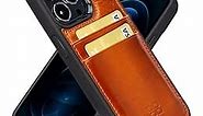 BOULETTA Phone Case with Card Holder for iPhone 13 Pro (6.1'') - Leather Back Cover for Smartphone with 2 Card Slots