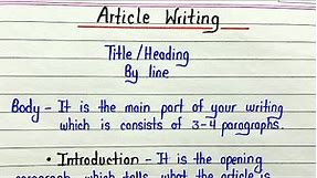 Article writing format || How to write article in english
